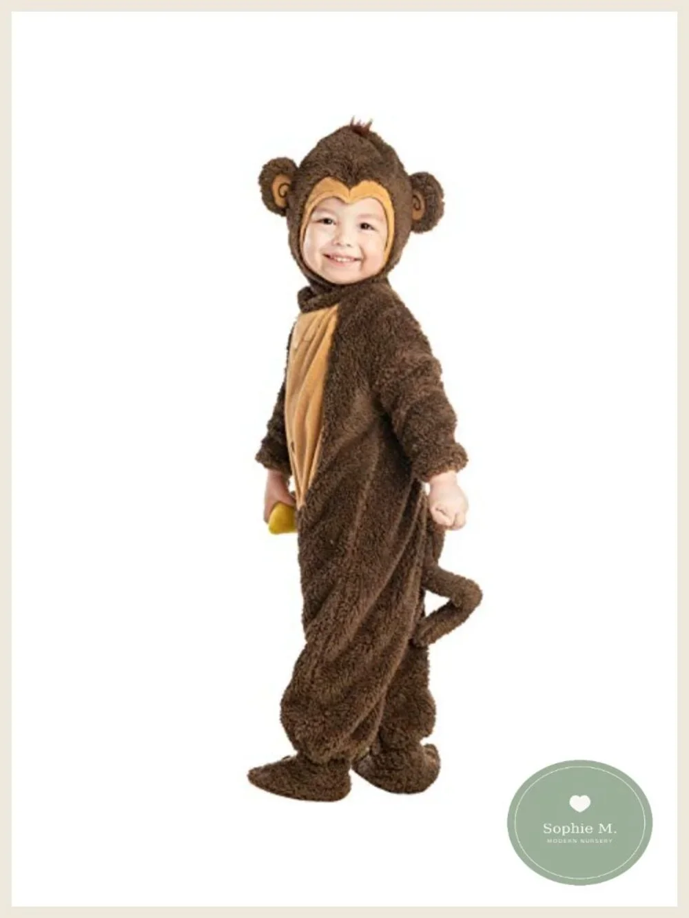 Toddler Monkey Costume with Banana, Booties, 3D Hood, Halloween